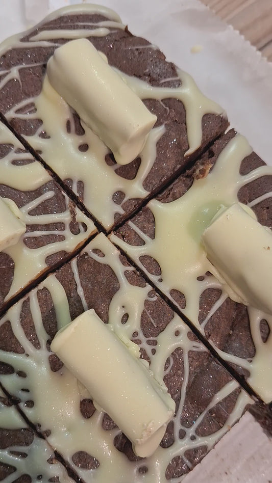 White dipped Twirl Brownie