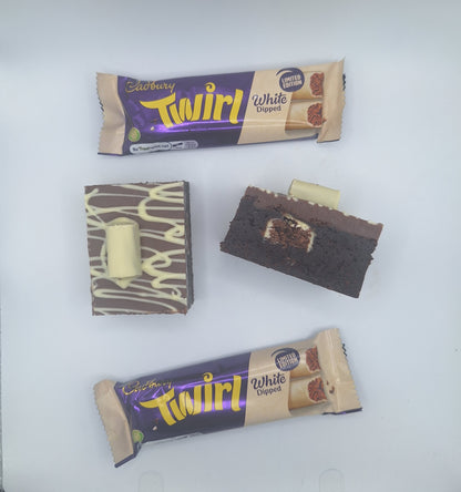 White dipped Twirl Brownie