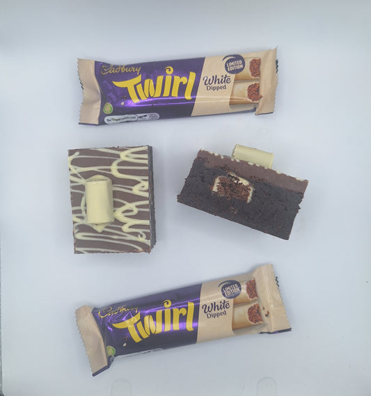 White dipped Twirl Brownie